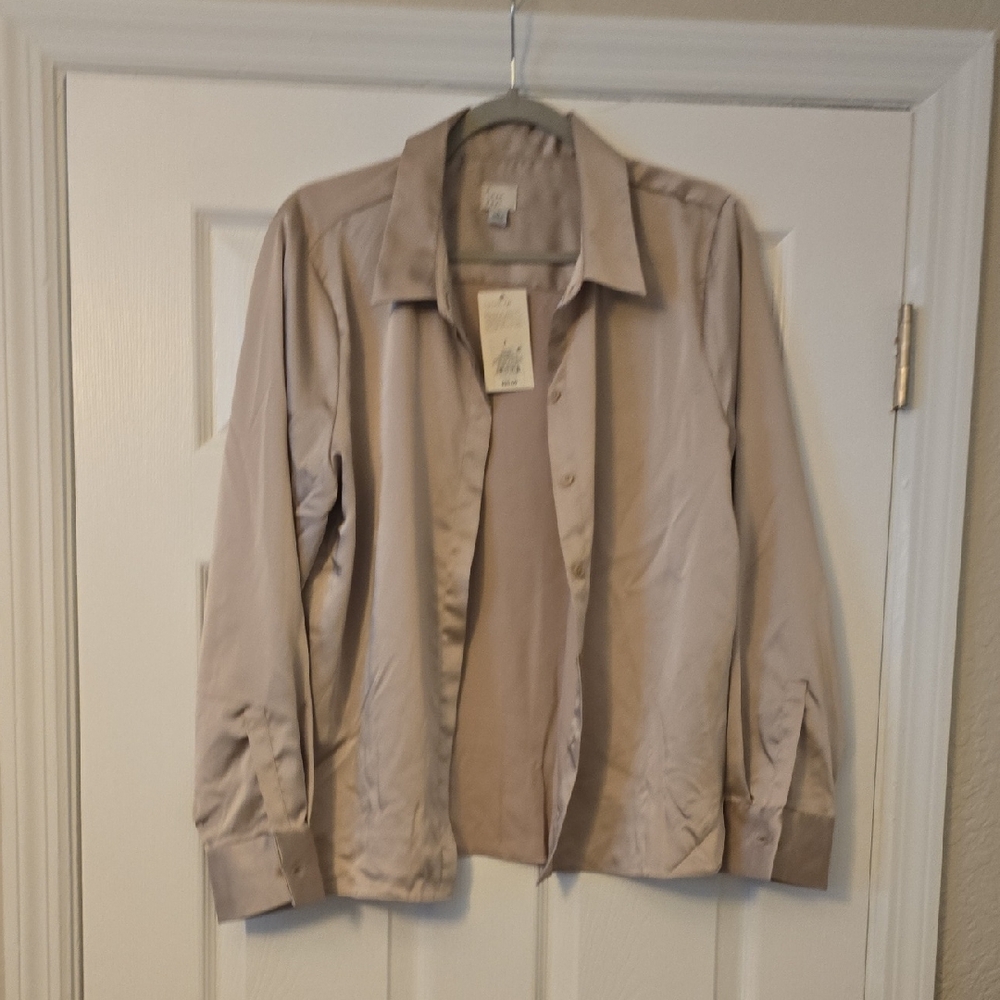 a new day Women's Beige Button Up Blouse